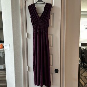 Max Studio Smocked Wide Leg Jumpsuit Romper